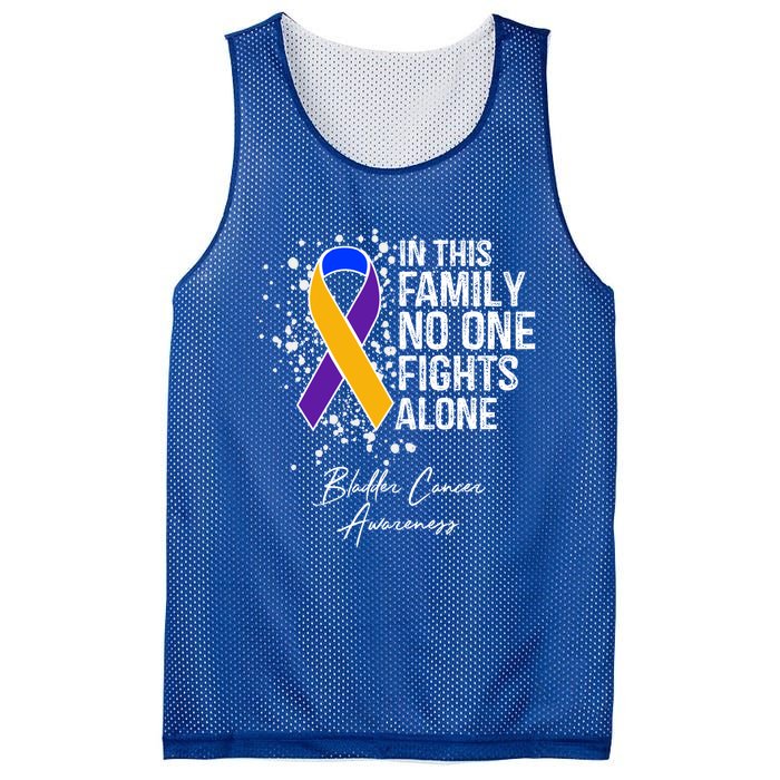 Bladder Cancer Awareness In This Family No One Fights Alone Great Gift Mesh Reversible Basketball Jersey Tank