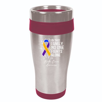 Bladder Cancer Awareness In This Family No One Fights Alone Great Gift 16oz Travel Tumbler