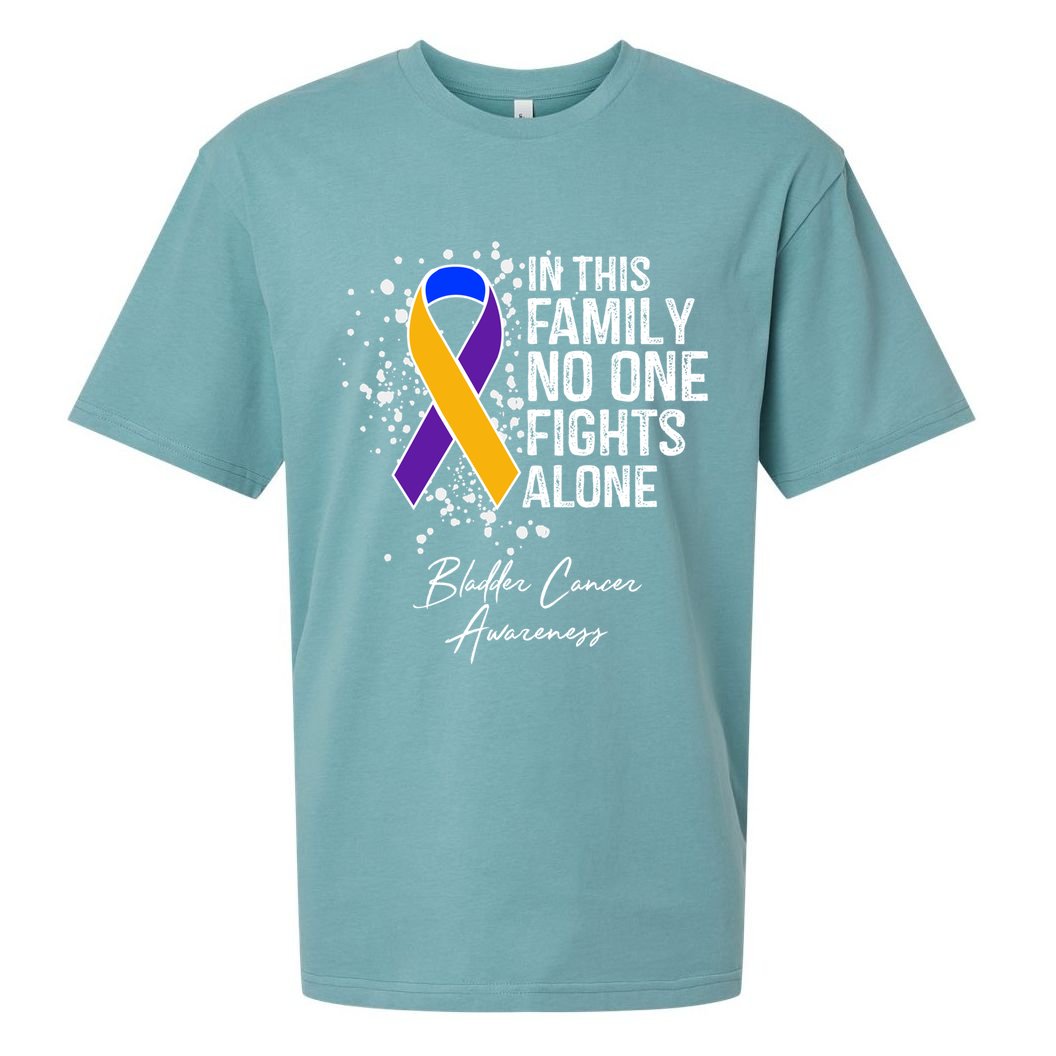 Bladder Cancer Awareness In This Family No One Fights Alone Great Gift Sueded Cloud Jersey T-Shirt