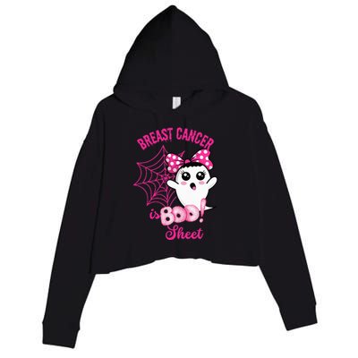 Breast Cancer Awareness Conquering The Boo Sheet Cancer Crop Fleece Hoodie