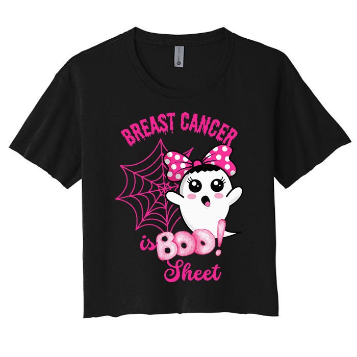 Breast Cancer Awareness Conquering The Boo Sheet Cancer Women's Crop Top Tee