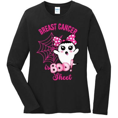 Breast Cancer Awareness Conquering The Boo Sheet Cancer Ladies Long Sleeve Shirt