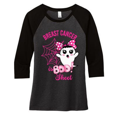 Breast Cancer Awareness Conquering The Boo Sheet Cancer Women's Tri-Blend 3/4-Sleeve Raglan Shirt