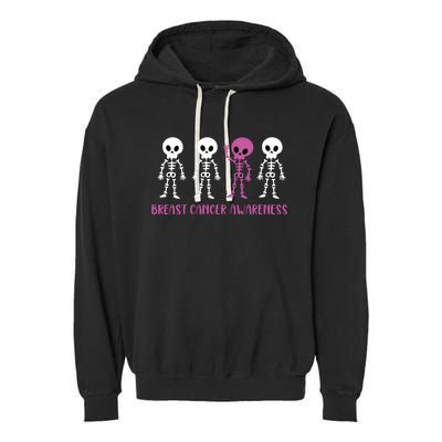 Breast Cancer Awareness Spooky Skeleton Cancer Awareness Garment-Dyed Fleece Hoodie