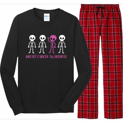 Breast Cancer Awareness Spooky Skeleton Cancer Awareness Long Sleeve Pajama Set