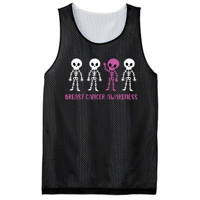 Breast Cancer Awareness Spooky Skeleton Cancer Awareness Mesh Reversible Basketball Jersey Tank