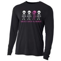 Breast Cancer Awareness Spooky Skeleton Cancer Awareness Cooling Performance Long Sleeve Crew