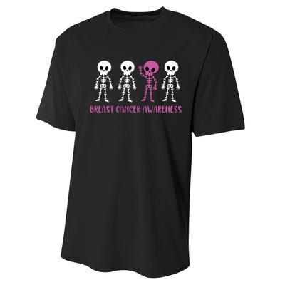 Breast Cancer Awareness Spooky Skeleton Cancer Awareness Performance Sprint T-Shirt