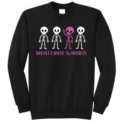 Breast Cancer Awareness Spooky Skeleton Cancer Awareness Tall Sweatshirt