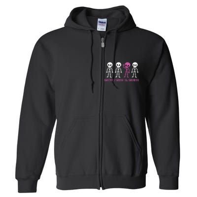 Breast Cancer Awareness Spooky Skeleton Cancer Awareness Full Zip Hoodie