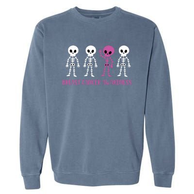 Breast Cancer Awareness Spooky Skeleton Cancer Awareness Garment-Dyed Sweatshirt