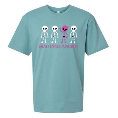 Breast Cancer Awareness Spooky Skeleton Cancer Awareness Sueded Cloud Jersey T-Shirt