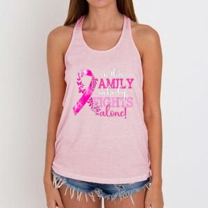 Breast Cancer Awareness In This Family Nobody Fights Alone Gift Women's Knotted Racerback Tank