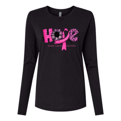 Breast Cancer Awareness Hope Ribbon Leopard Sunflower Womens Cotton Relaxed Long Sleeve T-Shirt