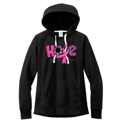 Breast Cancer Awareness Hope Ribbon Leopard Sunflower Women's Fleece Hoodie