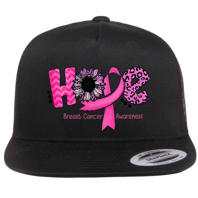 Breast Cancer Awareness Hope Ribbon Leopard Sunflower Flatbill Hat
