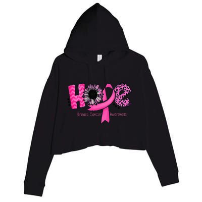 Breast Cancer Awareness Hope Ribbon Leopard Sunflower Crop Fleece Hoodie