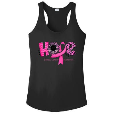 Breast Cancer Awareness Hope Ribbon Leopard Sunflower Ladies PosiCharge Competitor Racerback Tank