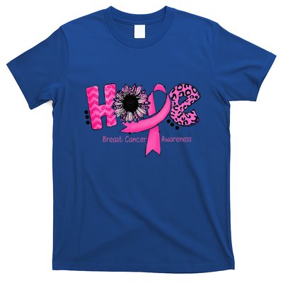 Breast Cancer Awareness Hope Ribbon Leopard Sunflower T-Shirt