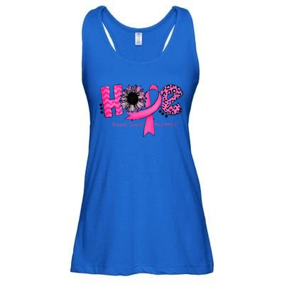 Breast Cancer Awareness Hope Ribbon Leopard Sunflower Ladies Essential Flowy Tank