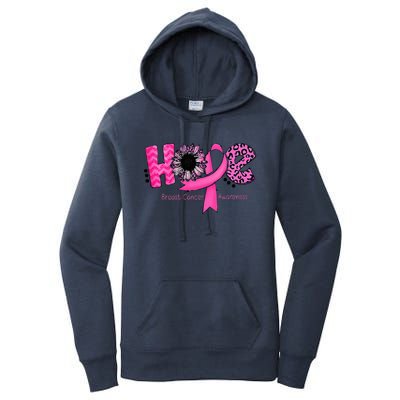 Breast Cancer Awareness Hope Ribbon Leopard Sunflower Women's Pullover Hoodie