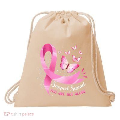 Breast Cancer Awareness Pink Ribbon Butterfly Drawstring Bag