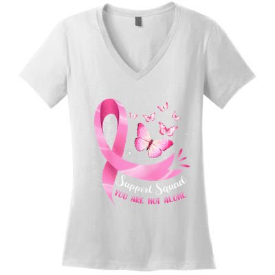 Breast Cancer Awareness Pink Ribbon Butterfly Women's V-Neck T-Shirt