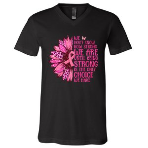 Breast Cancer Awareness Survivor In October We Wear Pink Sunflower V-Neck T-Shirt