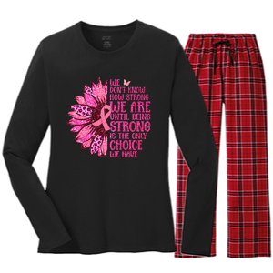 Breast Cancer Awareness Survivor In October We Wear Pink Sunflower Women's Long Sleeve Flannel Pajama Set 