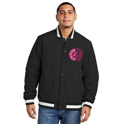 Breast Cancer Awareness Survivor In October We Wear Pink Sunflower Insulated Varsity Jacket