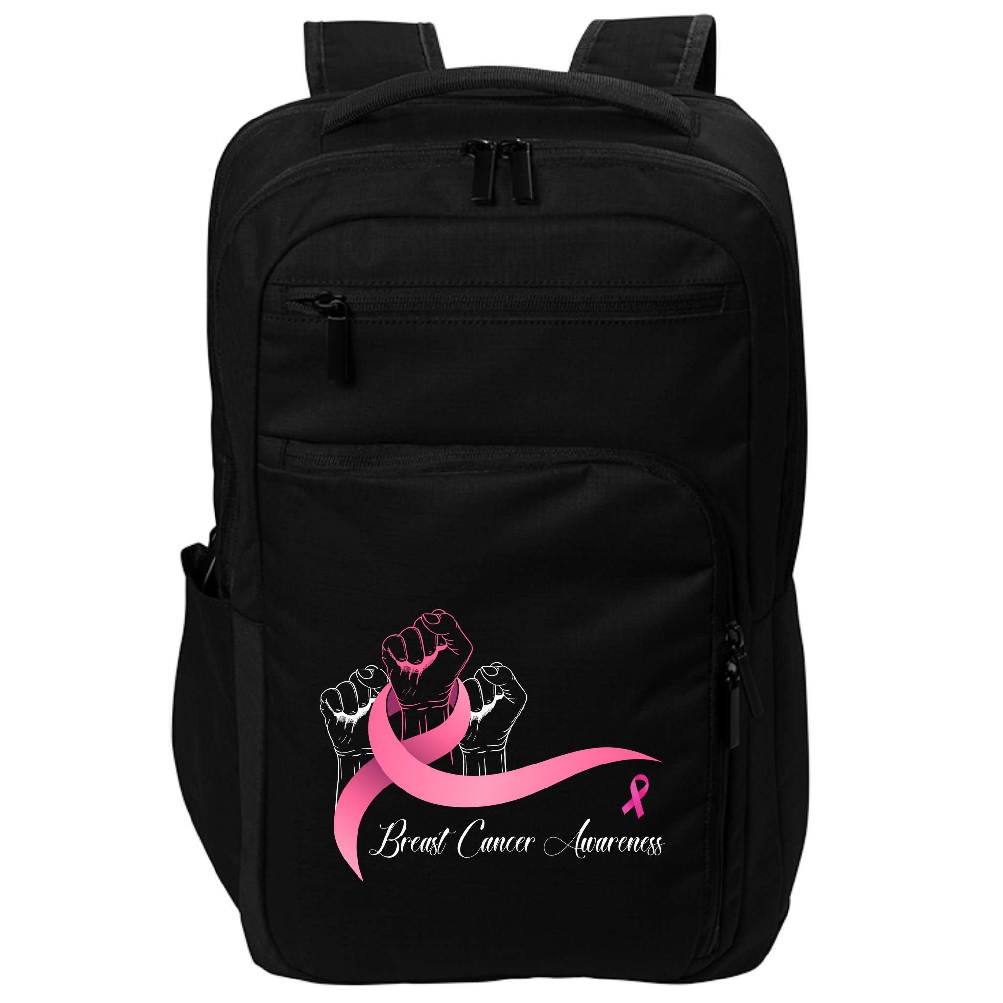 Breast Cancer Awareness Strong Fists Pink Ribbon Impact Tech Backpack