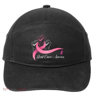 Breast Cancer Awareness Strong Fists Pink Ribbon 7-Panel Snapback Hat