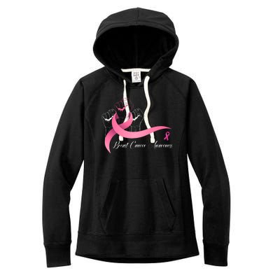 Breast Cancer Awareness Strong Fists Pink Ribbon Women's Fleece Hoodie