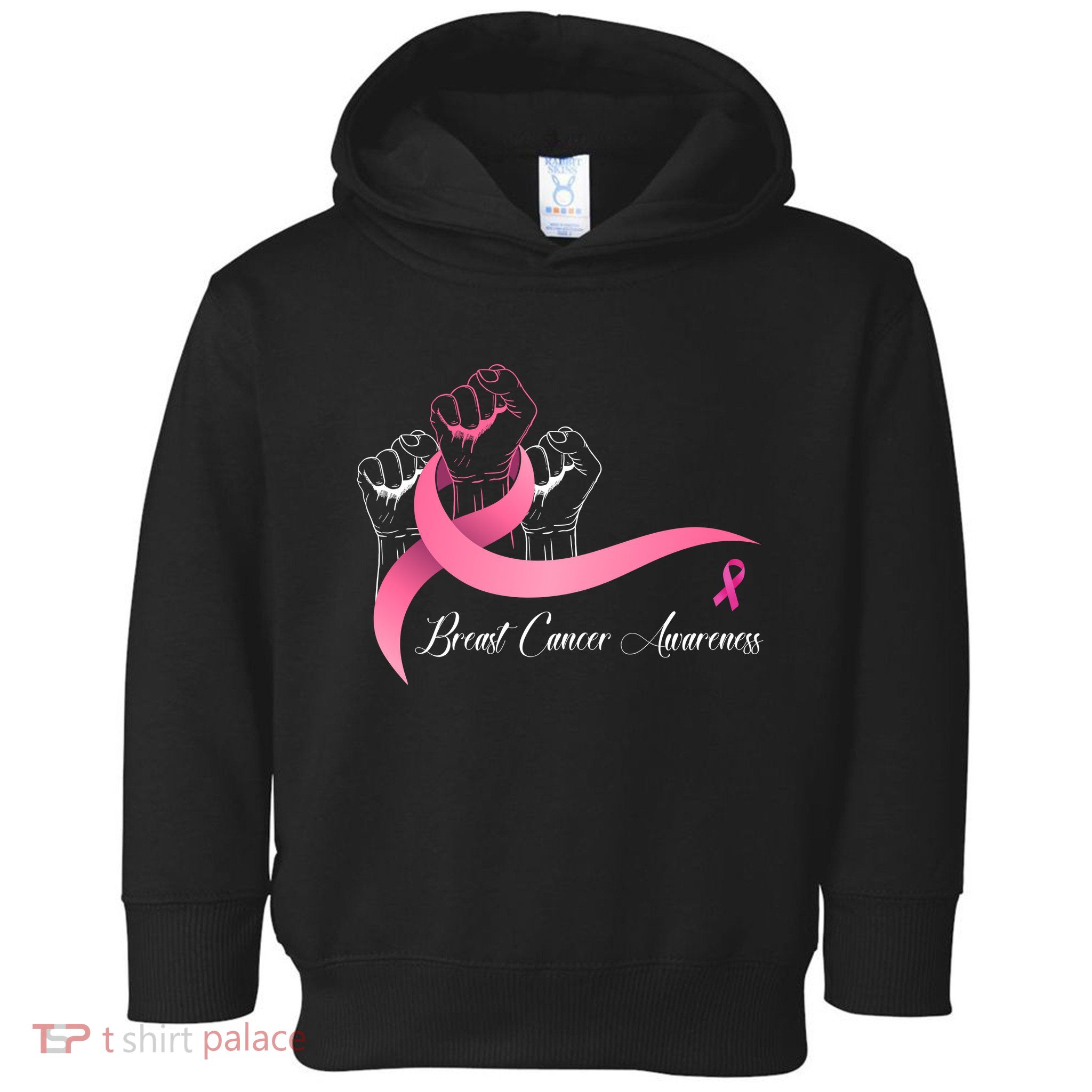 Breast Cancer Awareness Strong Fists Pink Ribbon Toddler Hoodie