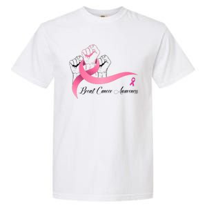 Breast Cancer Awareness Strong Fists Pink Ribbon Garment-Dyed Heavyweight T-Shirt