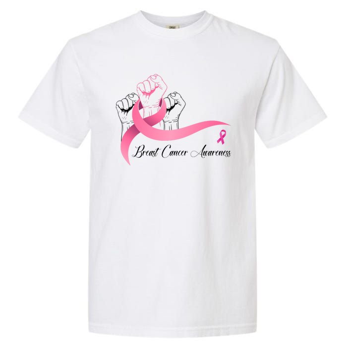 Breast Cancer Awareness Strong Fists Pink Ribbon Garment-Dyed Heavyweight T-Shirt