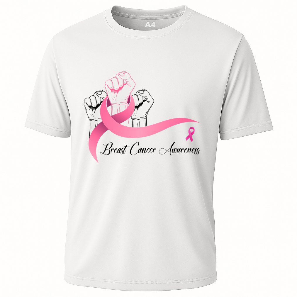 Breast Cancer Awareness Strong Fists Pink Ribbon Cooling Performance Crew T-Shirt