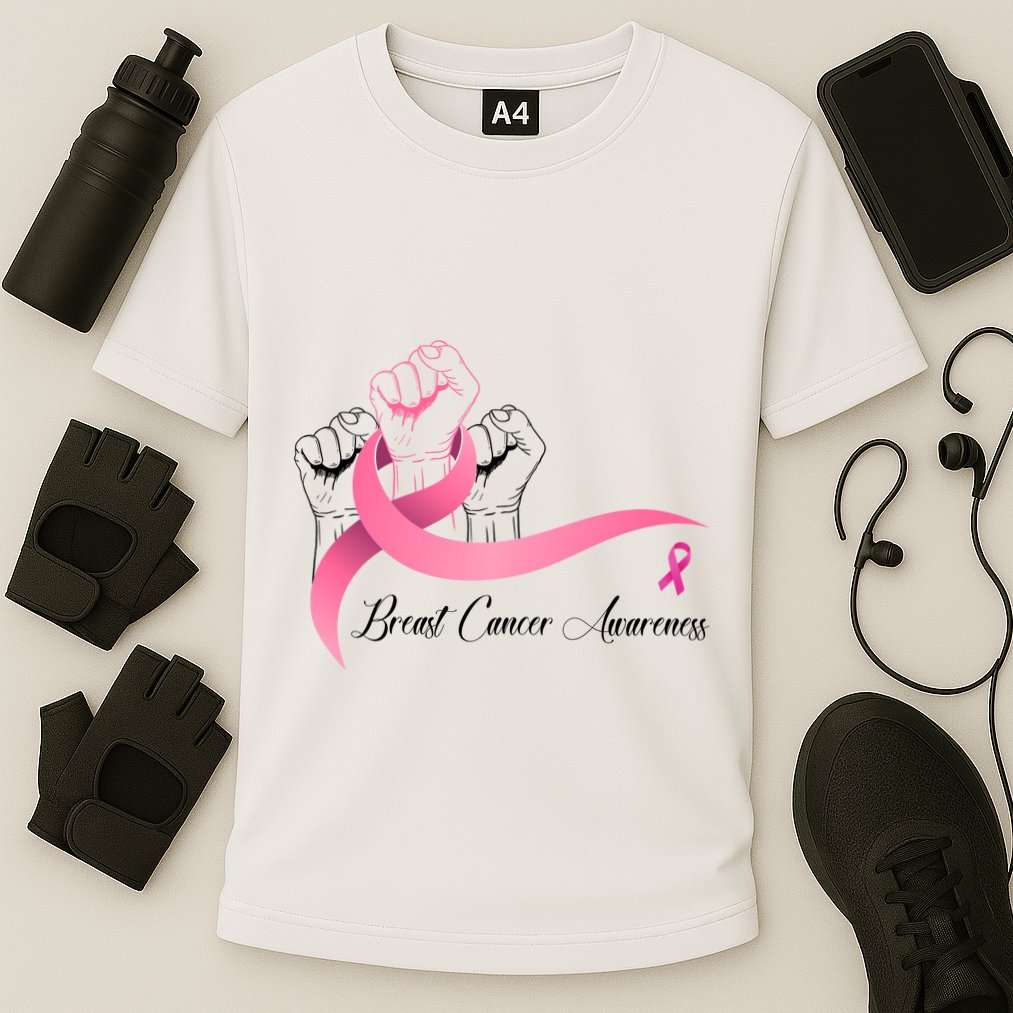 Breast Cancer Awareness Strong Fists Pink Ribbon Cooling Performance Crew T-Shirt