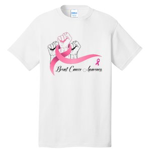 Breast Cancer Awareness Strong Fists Pink Ribbon Tall T-Shirt