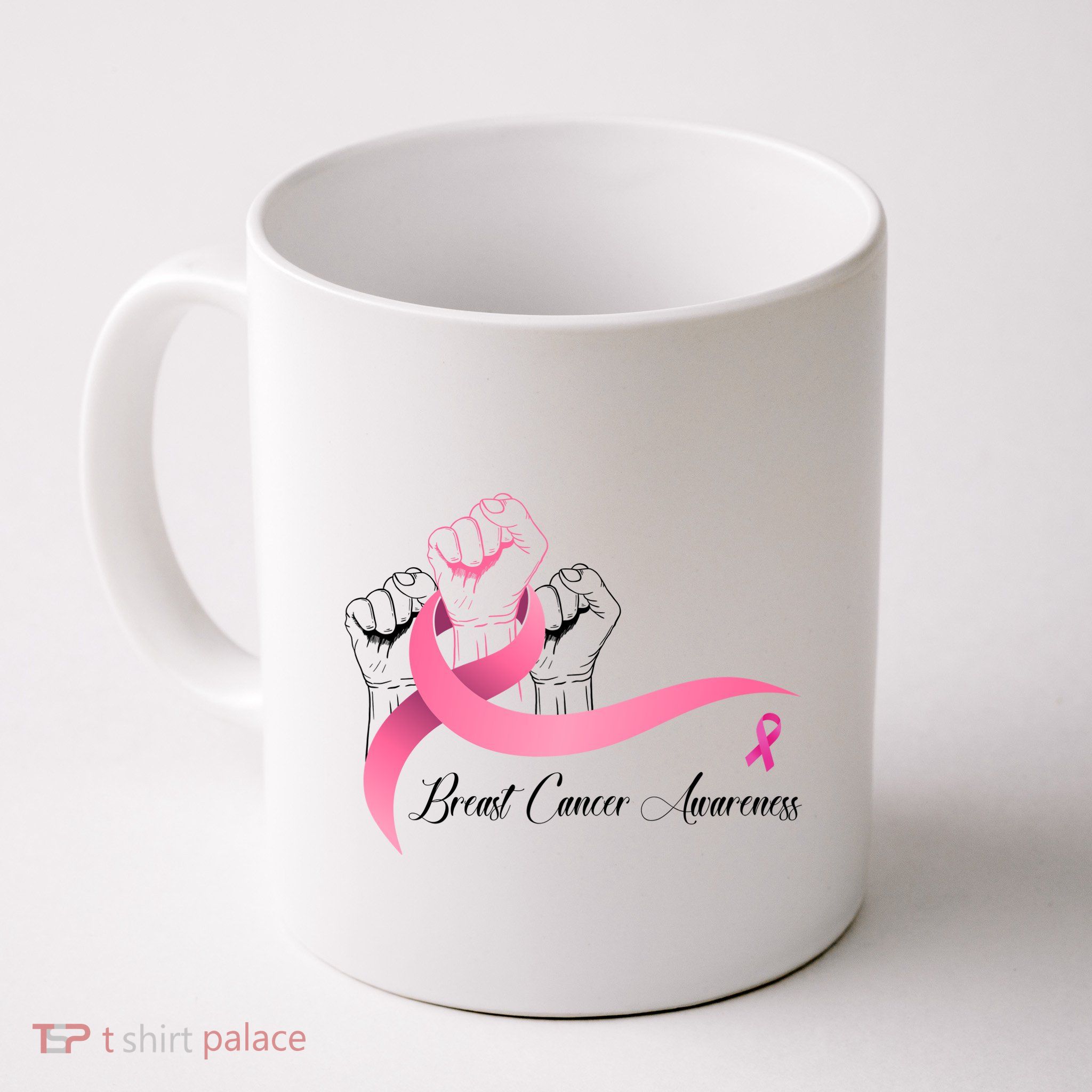 Breast Cancer Awareness Strong Fists Pink Ribbon Mug