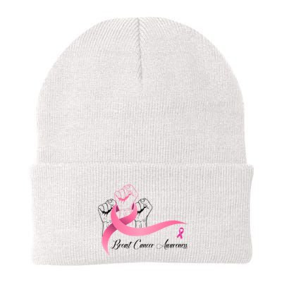 Breast Cancer Awareness Strong Fists Pink Ribbon Beanie