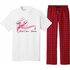 Breast Cancer Awareness Strong Fists Pink Ribbon Pajama Set