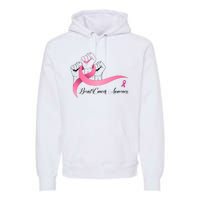 Breast Cancer Awareness Strong Fists Pink Ribbon Premium Hoodie