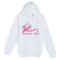 Breast Cancer Awareness Strong Fists Pink Ribbon Premium Pullover Hoodie