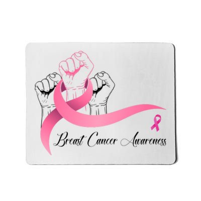 Breast Cancer Awareness Strong Fists Pink Ribbon Mousepad