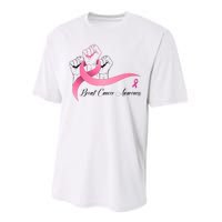 Breast Cancer Awareness Strong Fists Pink Ribbon Performance Sprint T-Shirt