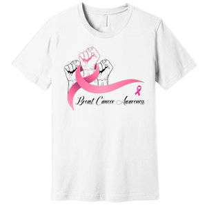 Breast Cancer Awareness Strong Fists Pink Ribbon Premium T-Shirt