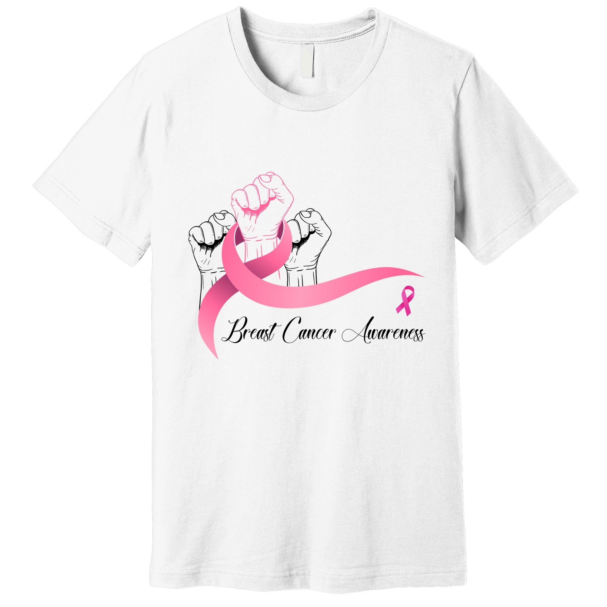 Breast Cancer Awareness Strong Fists Pink Ribbon Premium T-Shirt