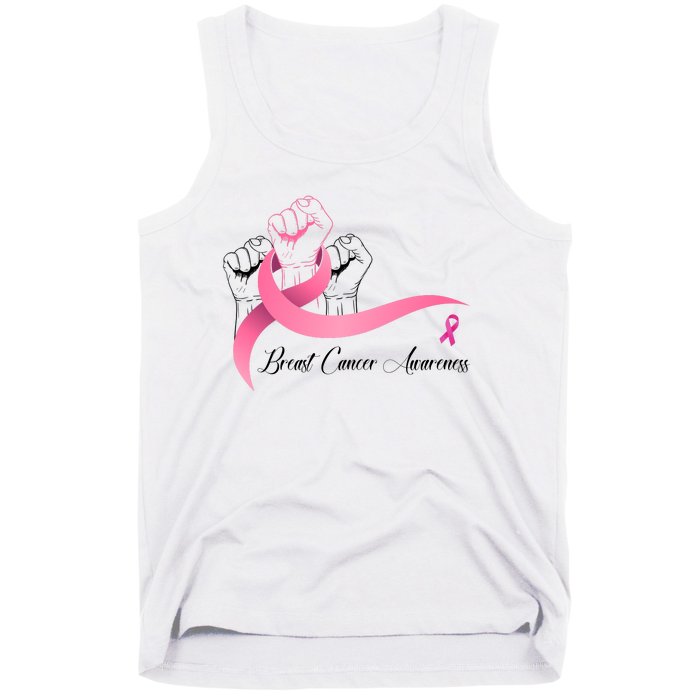 Breast Cancer Awareness Strong Fists Pink Ribbon Tank Top