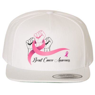 Breast Cancer Awareness Strong Fists Pink Ribbon Wool Snapback Cap